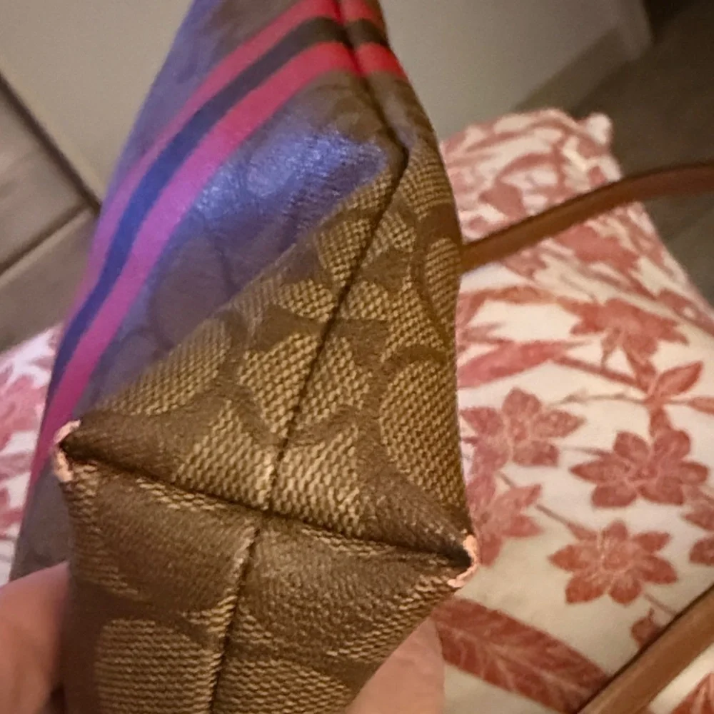 Coach Signature Brown and Red Stripe Bag